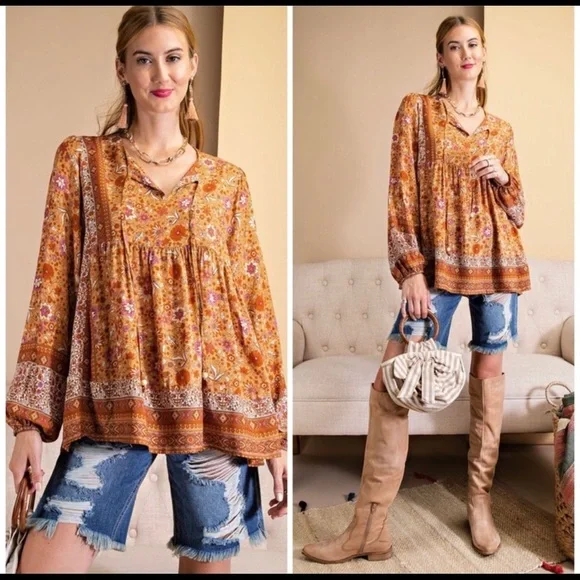 LAST ONE 👆The MILLIE Boho Floral Print Blouse - Picture 7 of 8